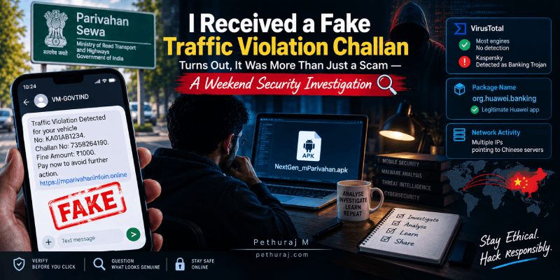 I Received a Fake Traffic Violation Challan. What I Found Behind It Turned Into a Weekend Security Investigation